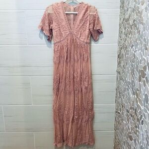 Women’s Pink Blush lace maxi dress